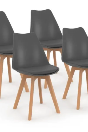 Meilleur Prix Lot de 4 chaises scandinaves grises