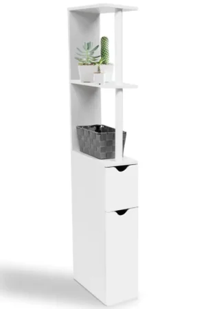 Prix Bas Meuble de toilette blanc avec étagères