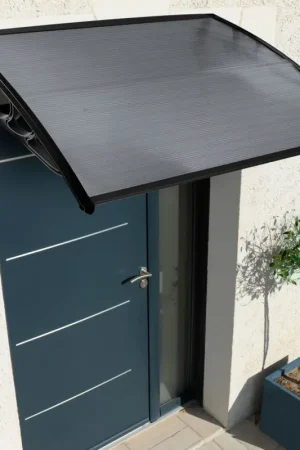 Populaire Auvent de porte marquise en polycarbonate noire 80 x 120 cm