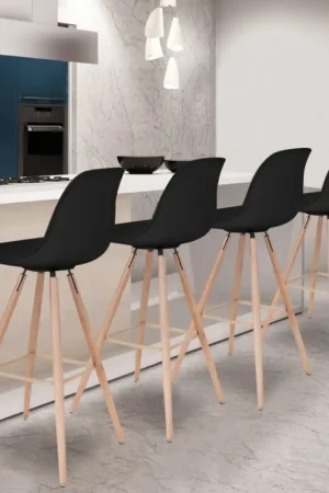 Certifié 4 Tabourets de bar scandinaves noirs SARA