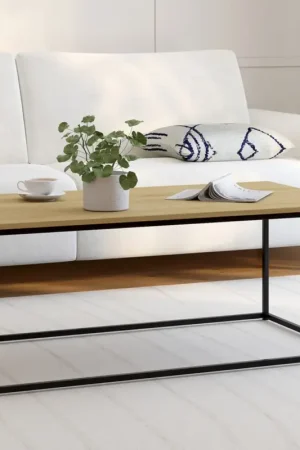 Authentique Table basse style industriel bois et métal noir