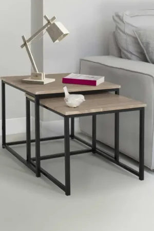 Haute Qualité Lot de 2 tables basses gigognes style industriel