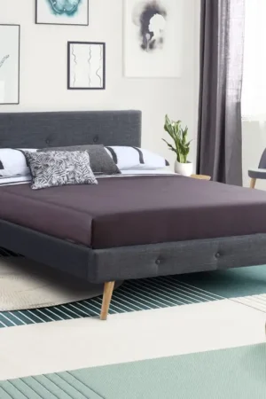 Certifié Lit style scandinave 140x190 cm gris