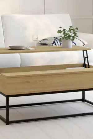 Petit Prix Table de salon industrielle avec plateau relevable