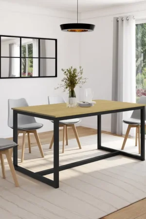Table à manger bois et métal noir 150 cm Meilleur Prix
