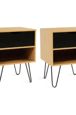 Tables de chevet bois et métal pieds épingle Must-Have