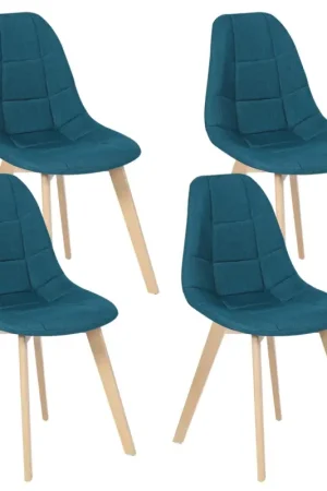 Lot 4 chaises scandinaves bleu canard Expédié Aujourd'hui