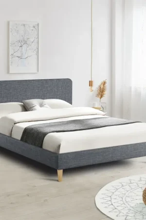 Acheter En Ligne Lit scandinave gris 2 places 160x200 cm