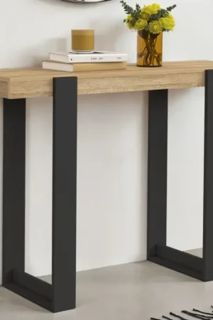 Meilleur Choix Meuble console noir et bois 100 cm