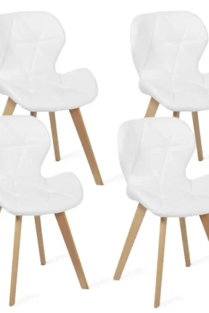 Lot de 4 chaises matelassées blanches Produit De Marque