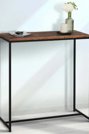 Console industrielle bois effet vieilli et métal noir Vente Flash