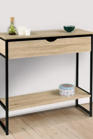 Meuble console industrielle bois et métal 90 cm Meilleur Choix