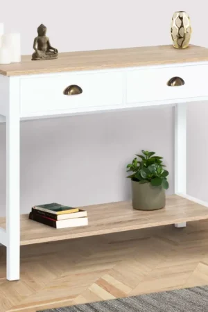 Meuble console vintage bois et blanc 100 cm Achat Immédiat