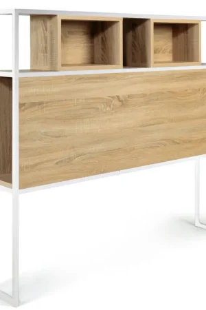 Remise Tête de lit industrielle 145 cm bois et métal blanc