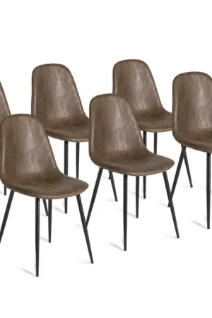 Lot de 6 chaises vintage marron pour salle à manger Marque