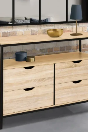 Nouvelle Collection Commode industrielle 4 tiroirs et étagère