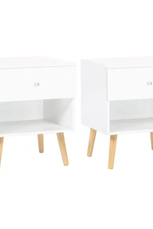 Lot de 2 tables de chevet scandinaves bois blanc 1 tiroir Offre Limitée