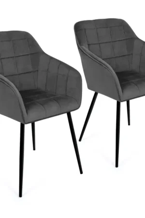 Affaire À Saisir Lot de 2 chaises en velours gris avec accoudoirs