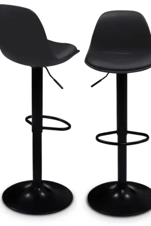 Soldes Lot de 2 tabourets de bar noir réglables