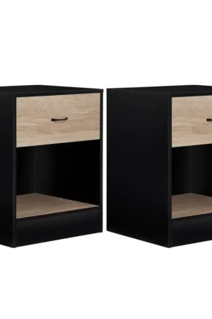 Bon Plan Tables de nuit en bois noir et façon hêtre avec tiroir