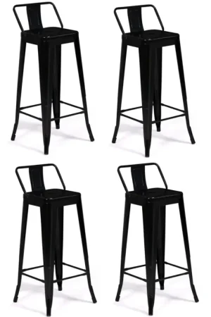 Tabourets de bar métal noir avec dossier Acheter Direct