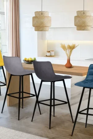 Retour Gratuit Lot de 4 tabourets de bar matelassés en velours mix color