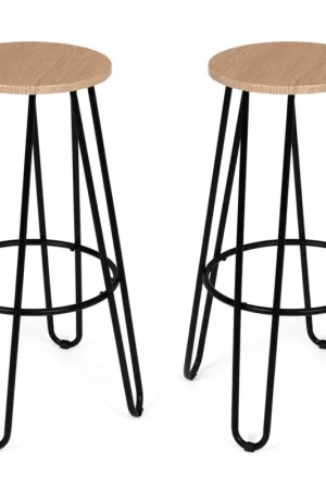 Tabourets de bar industriel bois et métal Prix Promo