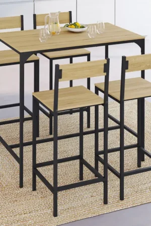 Quantité Limitée Ensemble table de bar et 4 chaises de bar industrielles