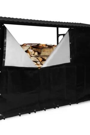 Abri bois de chauffage en acier galvanisé avec housse de protection Nouvelle Collection