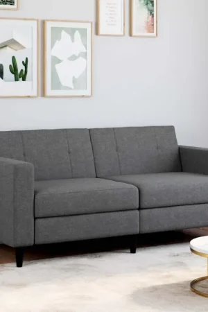 Canapé fixe moderne 3 places 180 cm en tissu gris anthracite Meilleur Prix