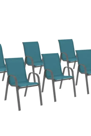 Chaises de jardin empilables bleu canard : lot de 6 Soldes