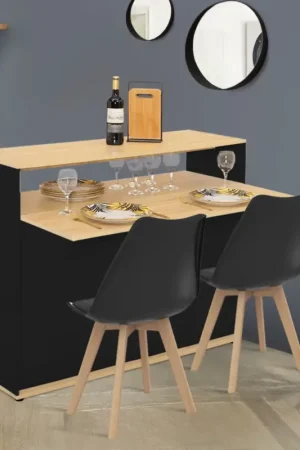 Livraison Express Meuble de bar mange-debout noir et bois