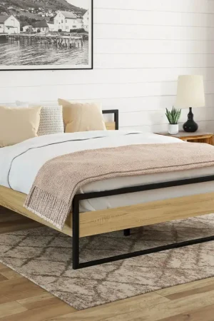 Commande En Gros Lit double 140x190 cm style industriel avec sommier