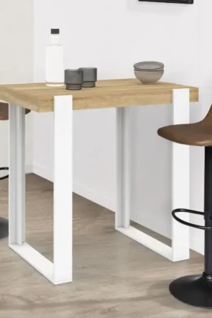 Populaire Table haute mange-debout blanc et bois 90 cm