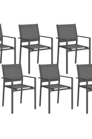 Acheter En Ligne Lot de 6 chaises de jardin empilables gris anthracite en métal et textilène