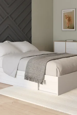 Haute Qualité Cadre de lit avec rangements et sommier blanc