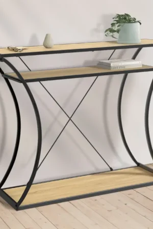 Vente Directe Console industrielle pieds courbés double étagères