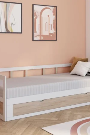 Achetez Aujourd'hui Lit convertible 180 x 190 cm blanc et hêtre