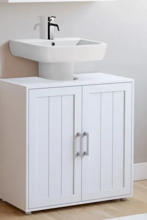 Expédition Rapide Meuble sous-lavabo en bois blanc