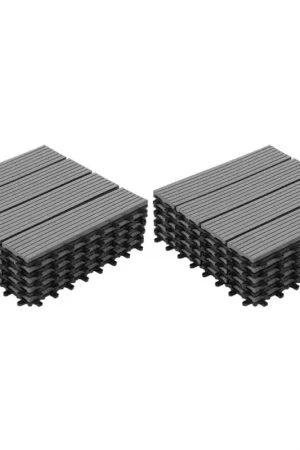 10 dalles de terrasse clipsables 30x30 cm en bois composite gris Bon Marché