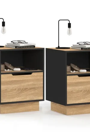 Tables de chevet 1 tiroir hêtre noir Meilleur Prix