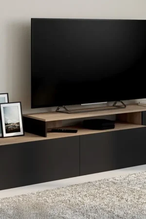 Achetez Aujourd'hui Meuble TV 180-240 cm modulable d’angle rotatif bois et noir