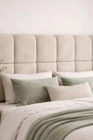 Produit De Marque Tête de lit suspendue 160 cm matelassée velours beige