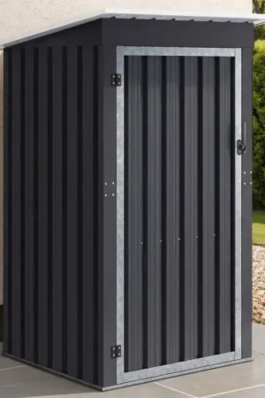 Abri de jardin gris en acier galvanisé 100 x 95 x 160 cm avec toit incliné 1 porte Commande En Gros