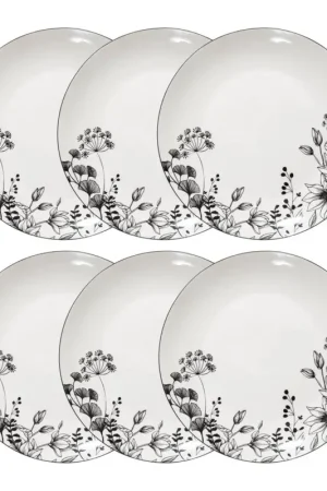 Lot de 6 assiettes plates "White Floral" Commander Maintenant
