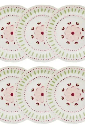 Lot de 6 assiettes à dessert"Fleur De Rose" Certifié