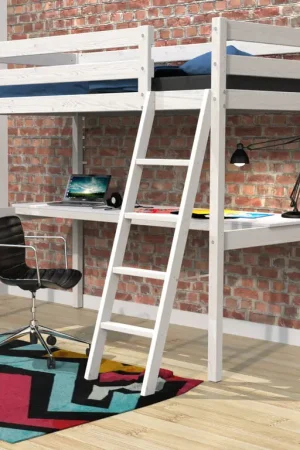 Haute Qualité Lit mezzanine 90x190 - bureau - sommier inclus Kylian Blanc