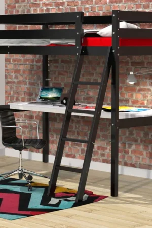 Must-Have Lit mezzanine 90x190 - bureau - Weber Industries Aspen - Noir