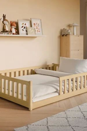 Authentique Lit au sol 140x200 sommier inclus Maya Bois
