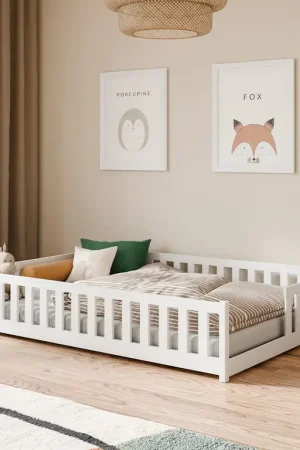 Meilleur Choix Lit au sol 140x200 sommier inclus Théa Blanc